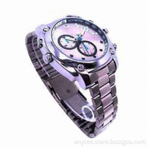 Stainless Steel Spy Watch Hidden Camera, Mini DVR 4GB USB Connection